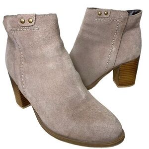 Steve Madden Suede Booties Sz 8 Tan Western Block Heel Side Zipper Insulate Boot